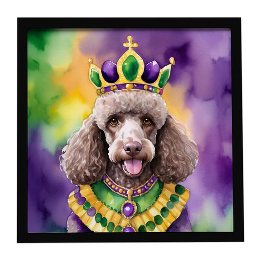 Chocolate Poodle King of Mardi Gras Framed Metal Print