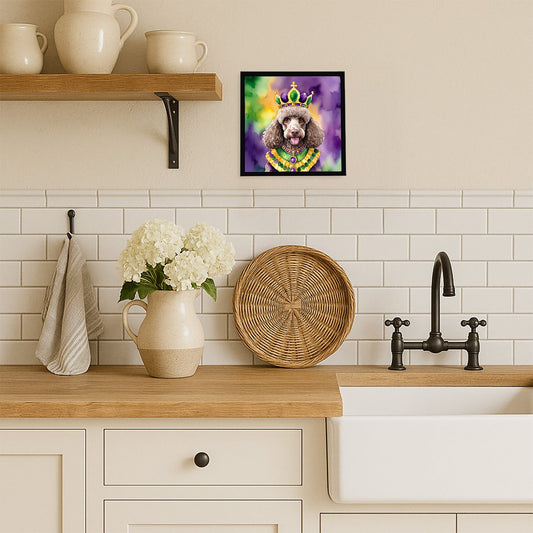 Chocolate Poodle King of Mardi Gras Framed Metal Print