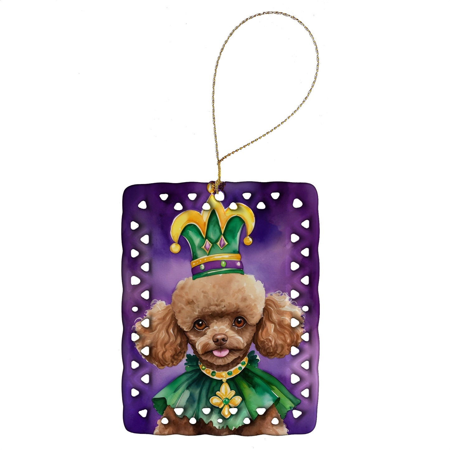 Poodle King of Mardi Gras Porcelain Ornament
