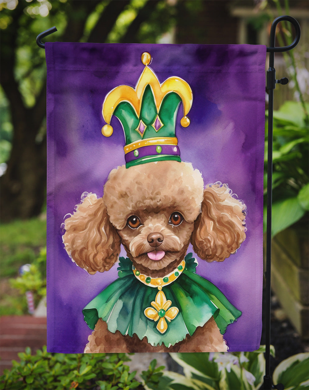 Poodle King of Mardi Gras Garden Flag - Vibrant Dog-Themed Yard Decor by Caroline's Treasures