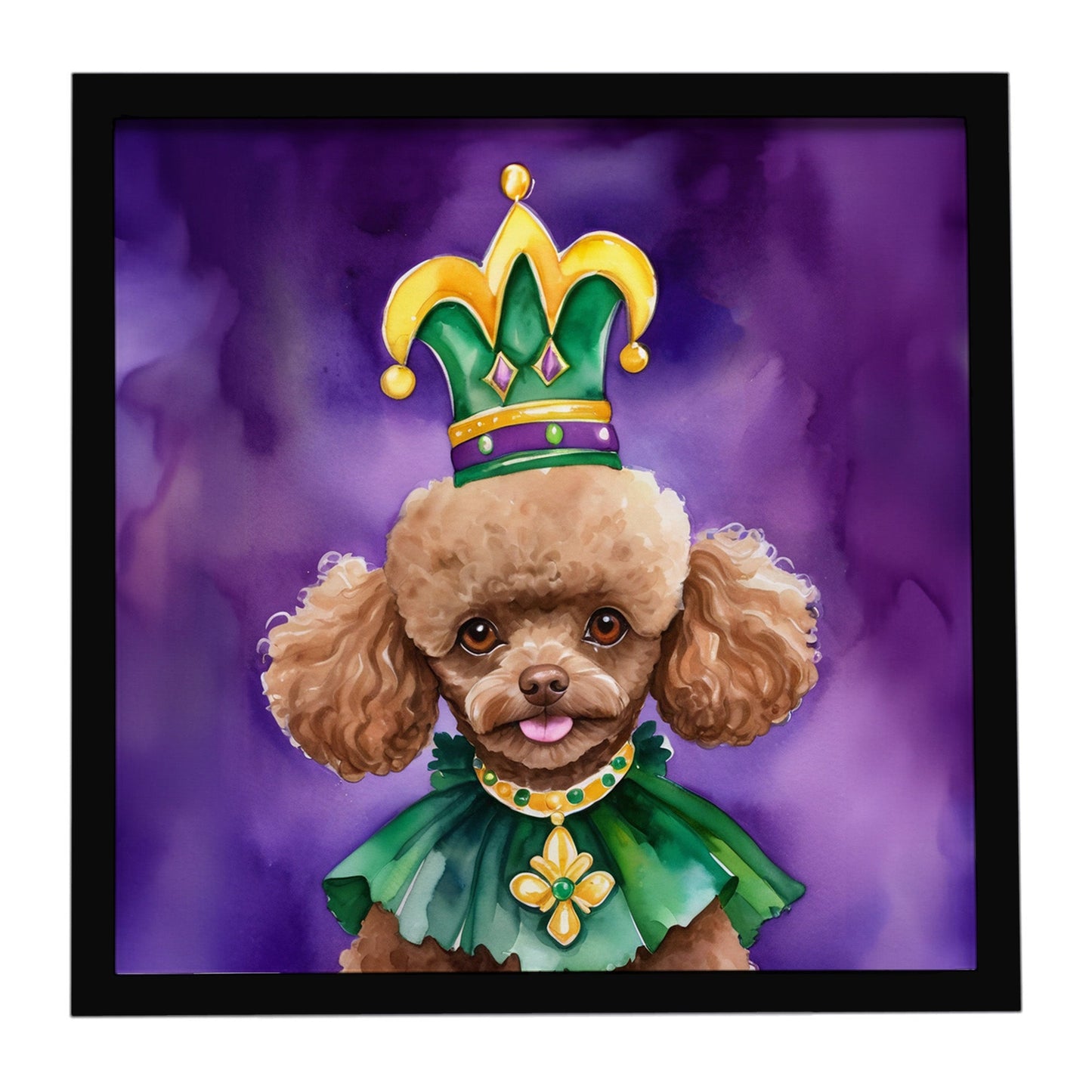 Poodle King of Mardi Gras Framed Metal Print