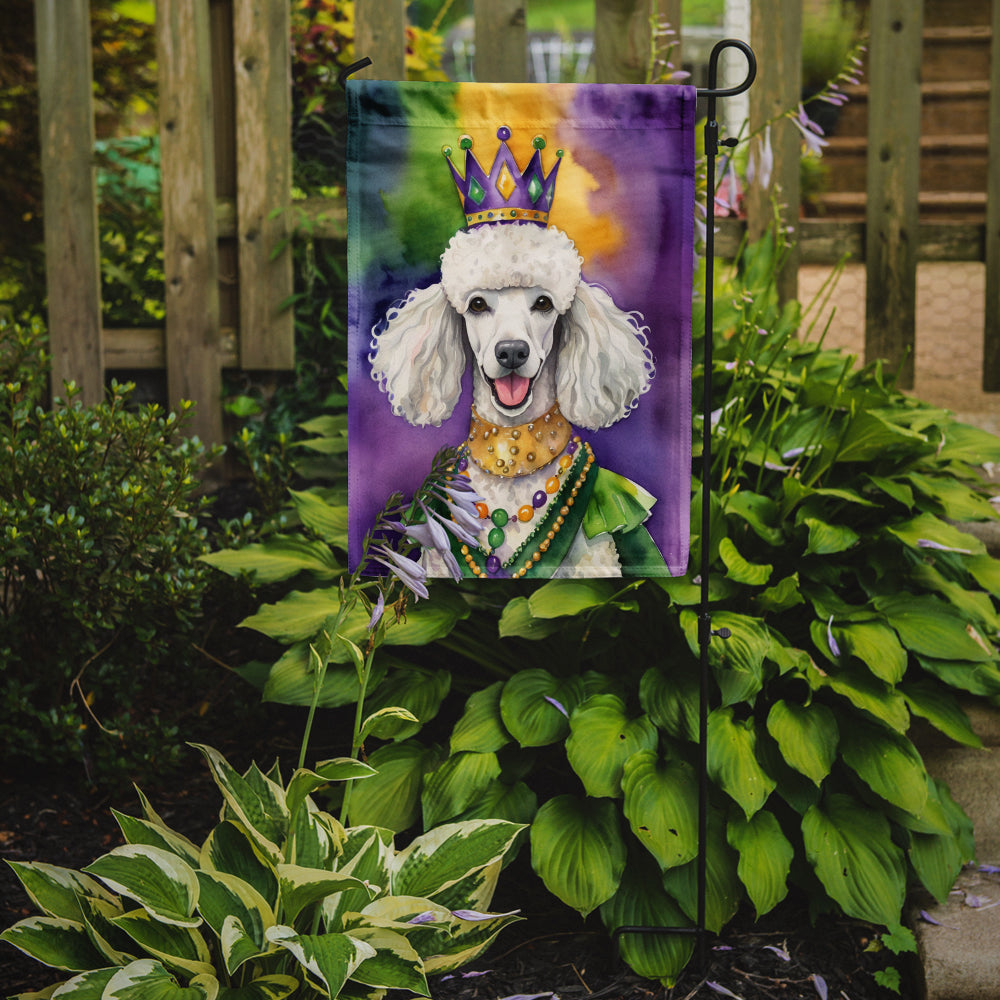 White Poodle King of Mardi Gras Garden Flag - Vibrant Dog-Themed Yard Decor by Caroline's Treasures