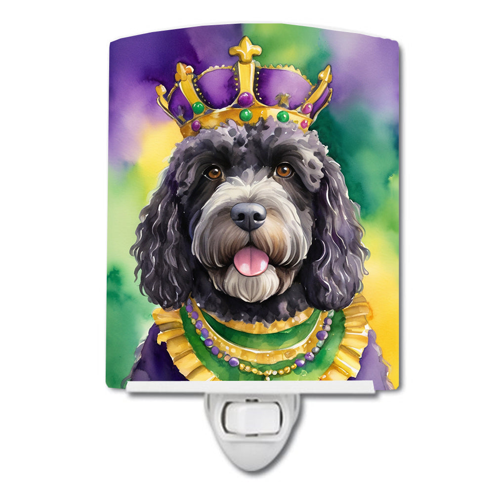 Portuguese Water Dog King of Mardi Gras Ceramic Night Light