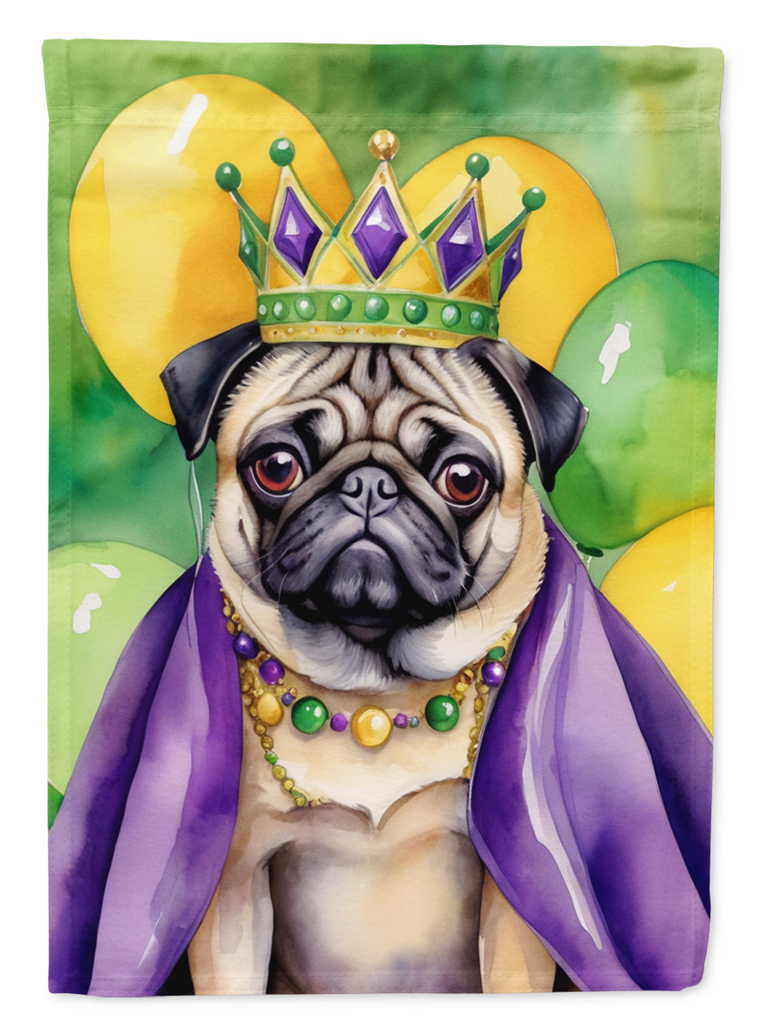 Pug King of Mardi Gras House Flag