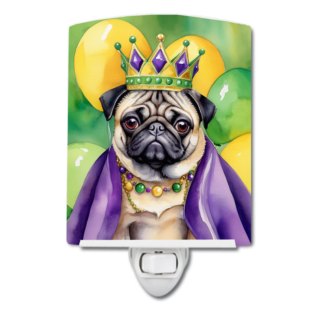 Pug King of Mardi Gras Ceramic Night Light