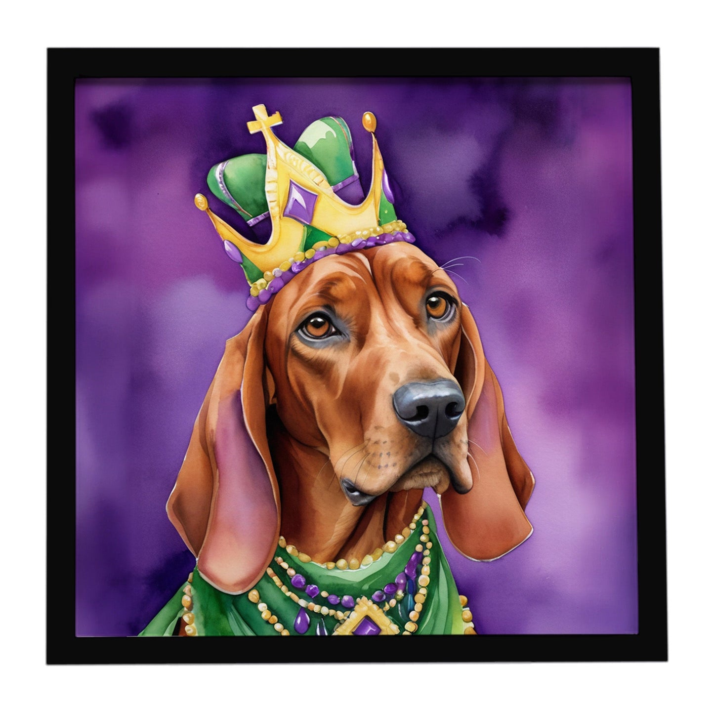 Redbone Coonhound King of Mardi Gras Framed Metal Print