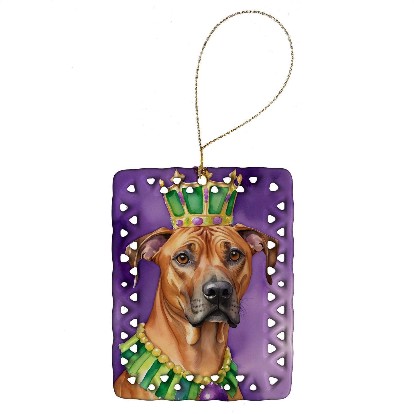 Rhodesian Ridgeback King of Mardi Gras Porcelain Ornament