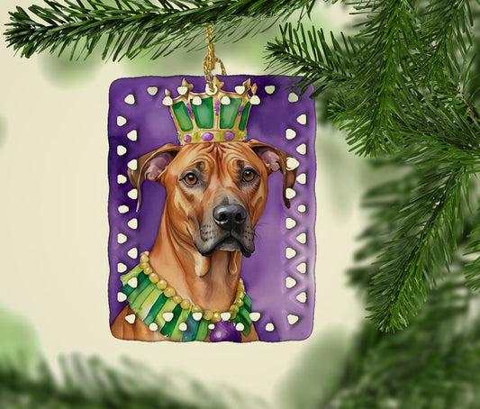 Rhodesian Ridgeback King of Mardi Gras Porcelain Ornament