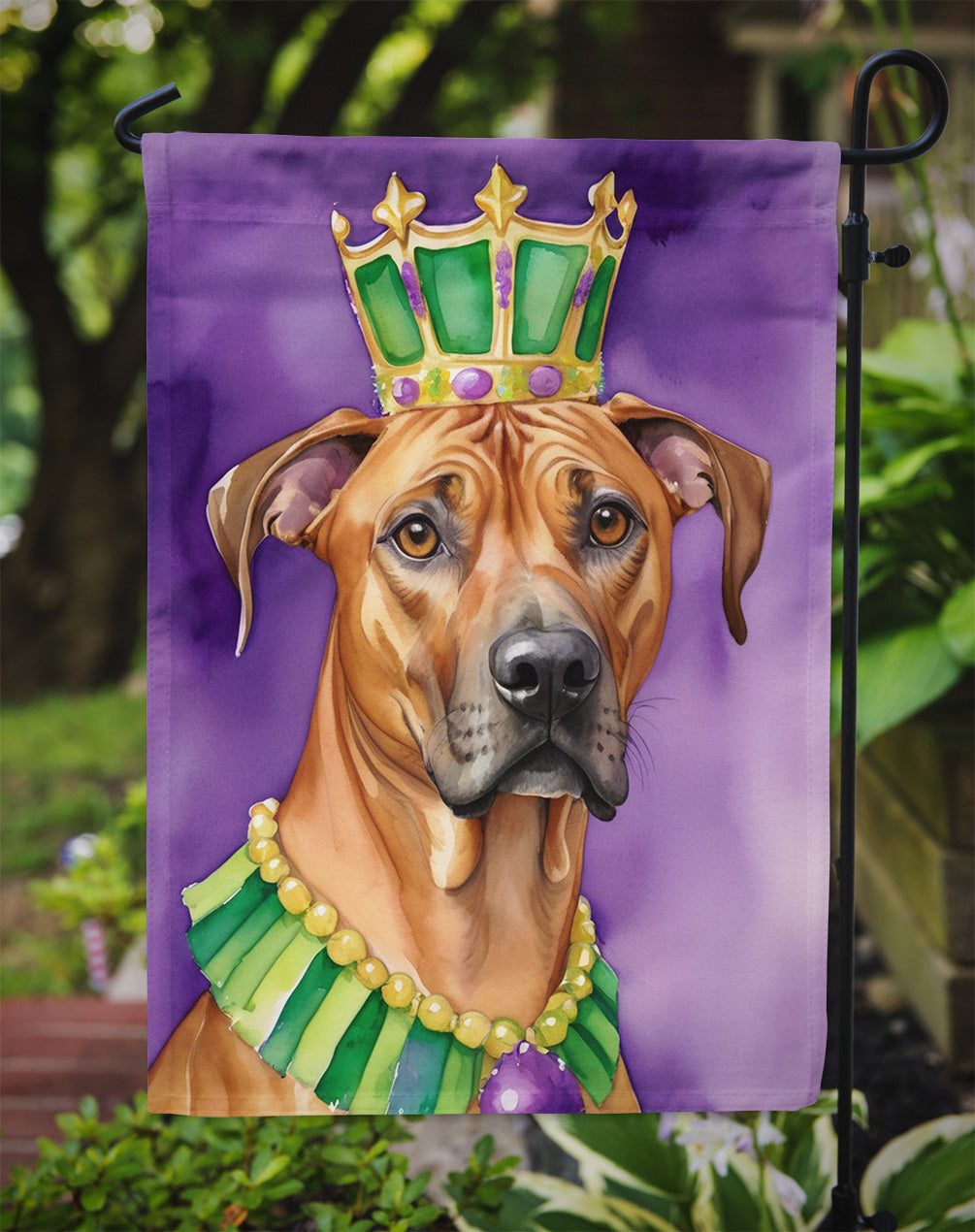 Rhodesian Ridgeback King of Mardi Gras Garden Flag - Vibrant Dog-Themed Yard Decor by Caroline's Treasures