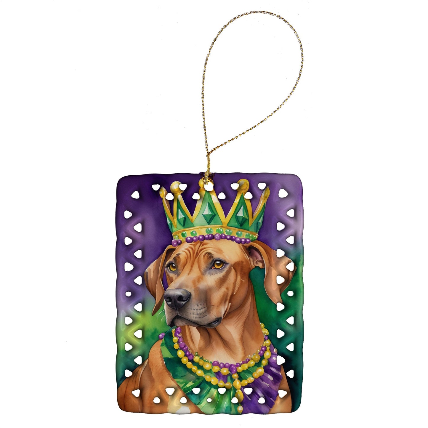 Rhodesian Ridgeback King of Mardi Gras Porcelain Ornament