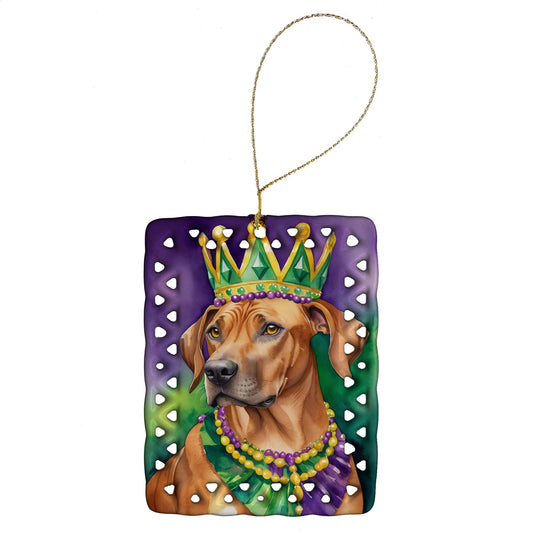 Rhodesian Ridgeback King of Mardi Gras Porcelain Ornament