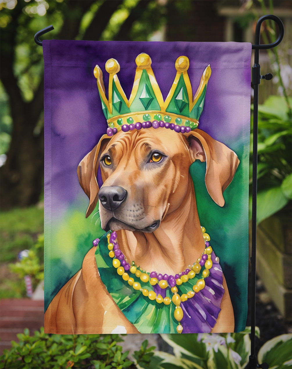 Rhodesian Ridgeback King of Mardi Gras Garden Flag - Vibrant Dog-Themed Yard Decor by Caroline's Treasures