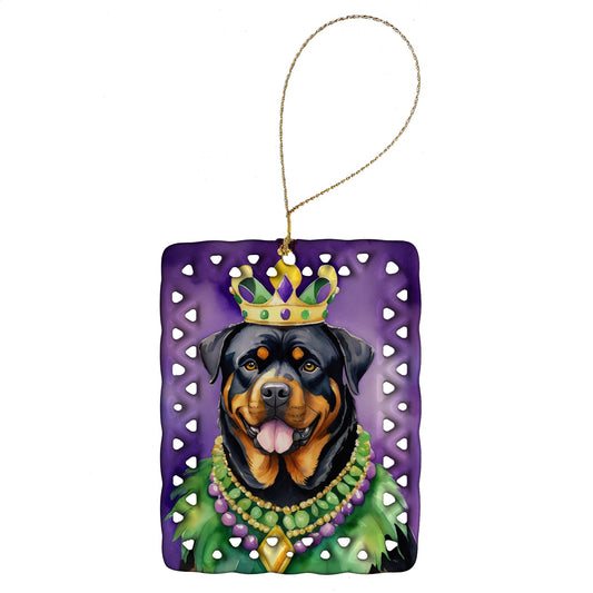 Rottweiler King of Mardi Gras Porcelain Ornament