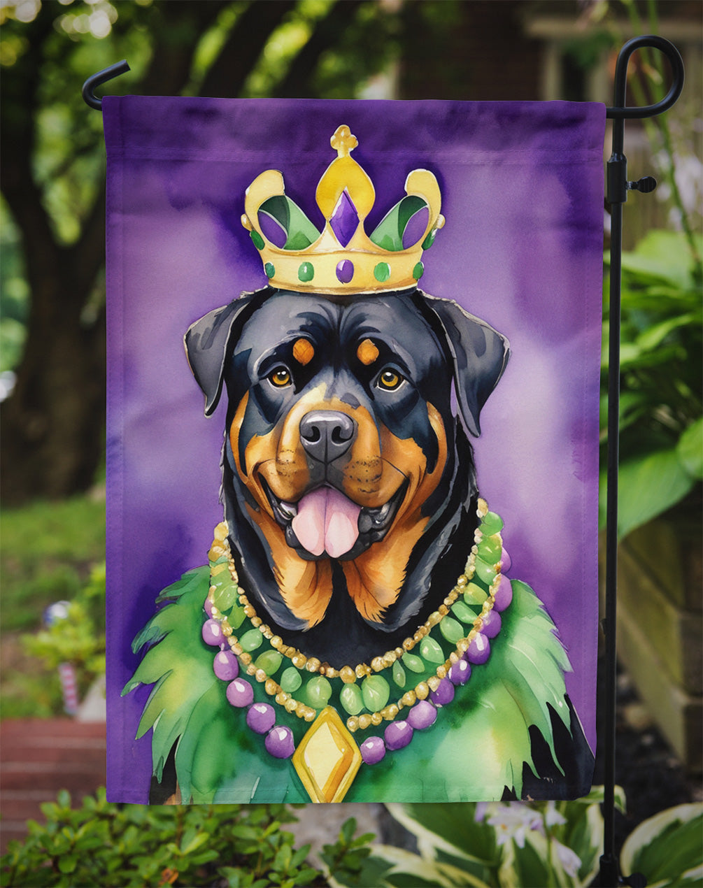 Rottweiler King of Mardi Gras Garden Flag - Vibrant Dog-Themed Yard Decor by Caroline's Treasures