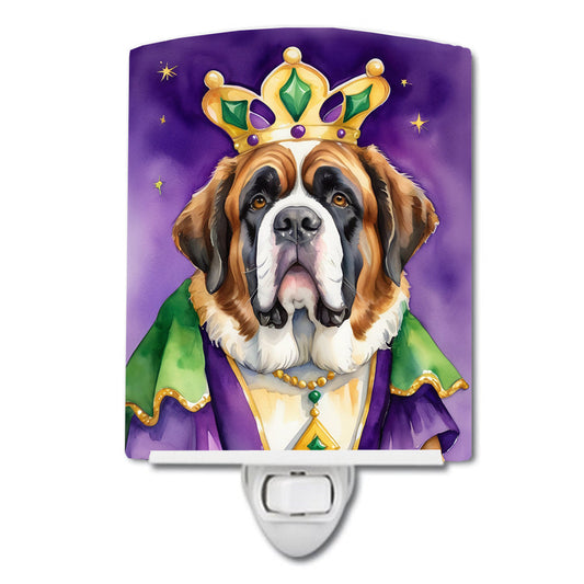 Saint Bernard King of Mardi Gras Ceramic Night Light