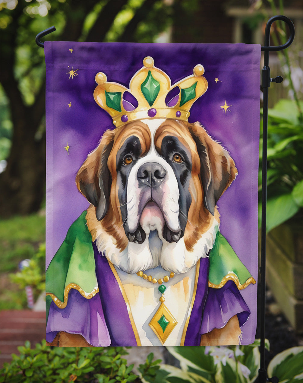 Saint Bernard King of Mardi Gras Garden Flag - Vibrant Dog-Themed Yard Decor by Caroline's Treasures