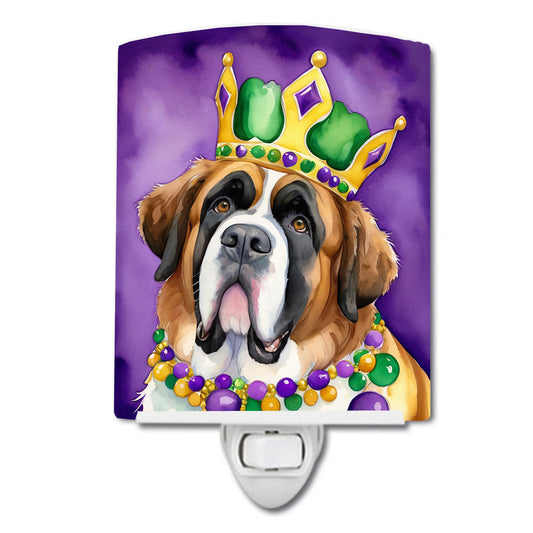 Saint Bernard King of Mardi Gras Ceramic Night Light