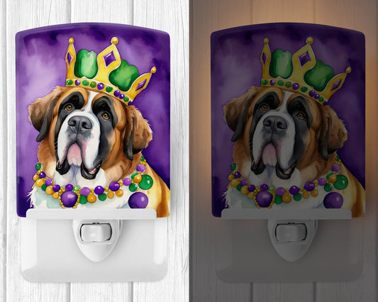 Saint Bernard King of Mardi Gras Ceramic Night Light