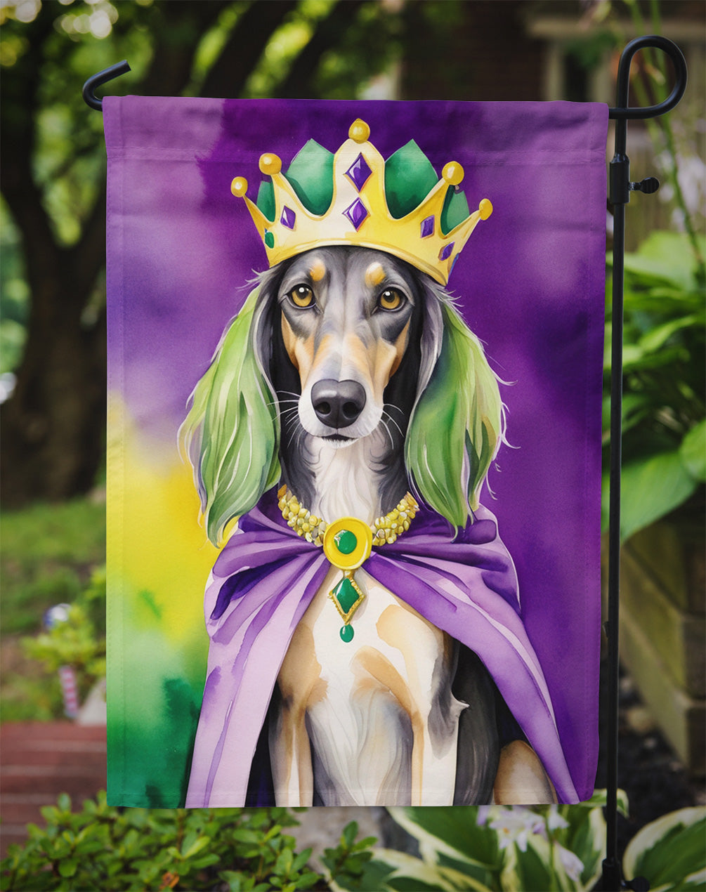 Saluki King of Mardi Gras Garden Flag - Vibrant Dog-Themed Yard Decor by Caroline's Treasures