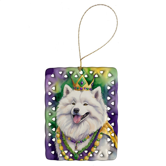 Samoyed King of Mardi Gras Porcelain Ornament