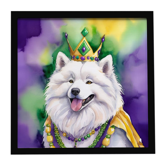 Samoyed King of Mardi Gras Framed Metal Print