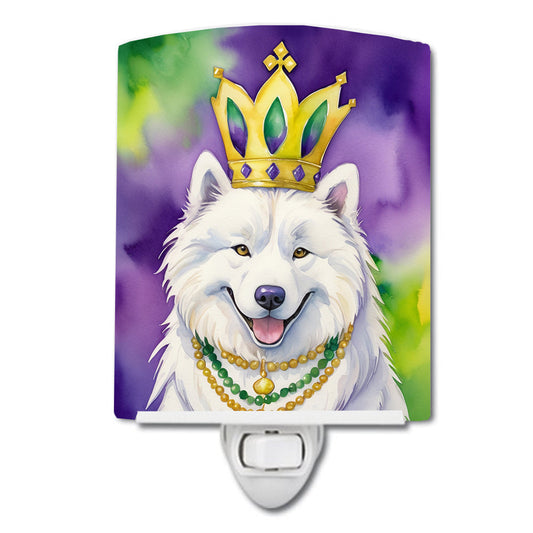 Samoyed King of Mardi Gras Ceramic Night Light