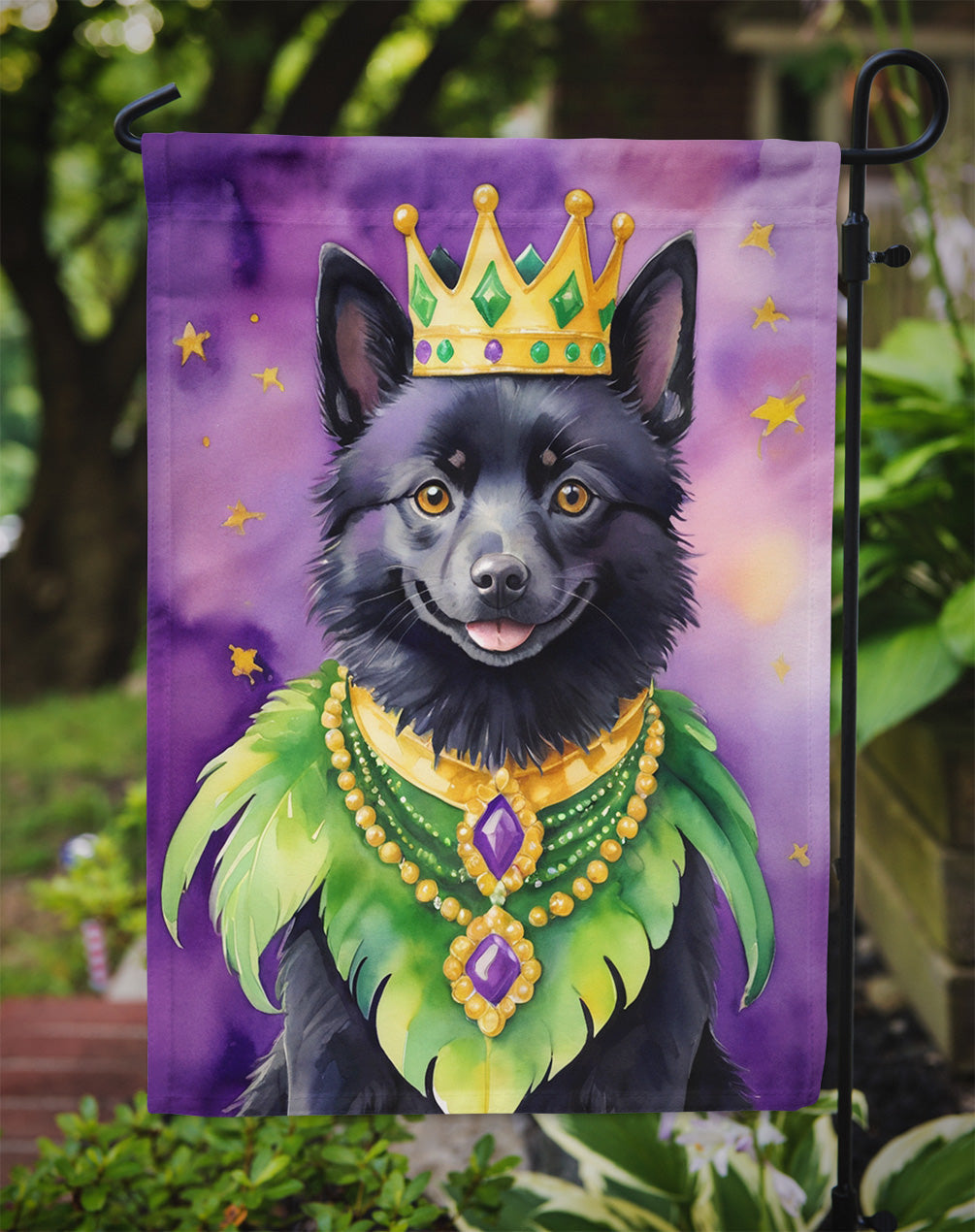 Schipperke King of Mardi Gras Garden Flag - Vibrant Dog-Themed Yard Decor by Caroline's Treasures