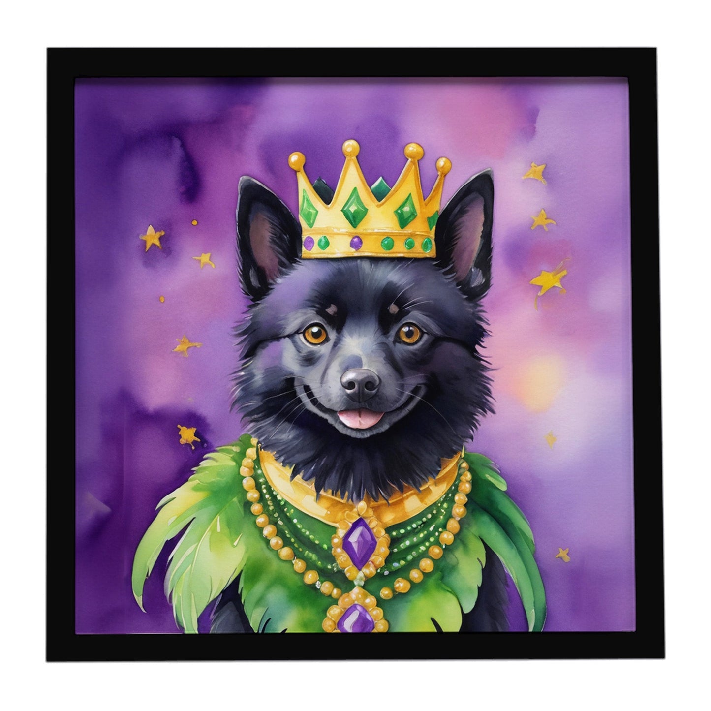 Schipperke King of Mardi Gras Framed Metal Print