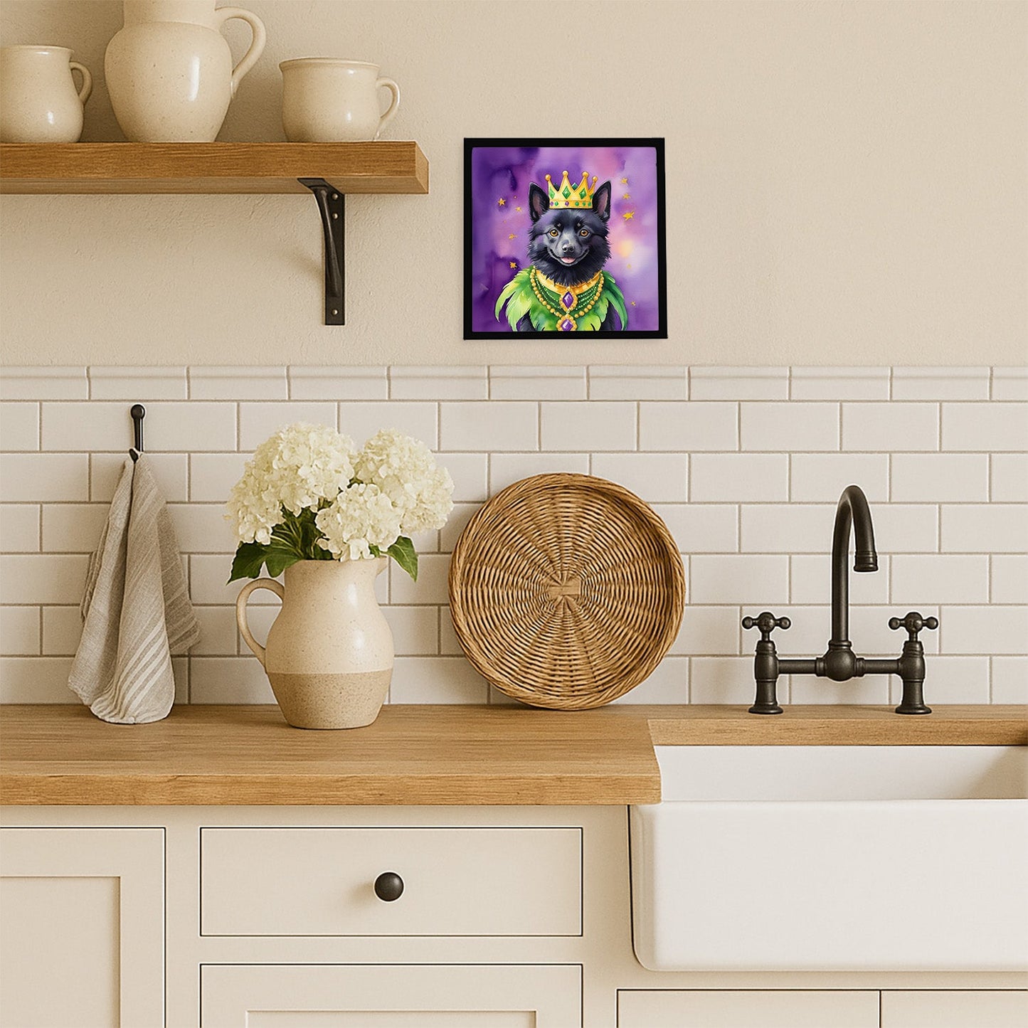 Schipperke King of Mardi Gras Framed Metal Print