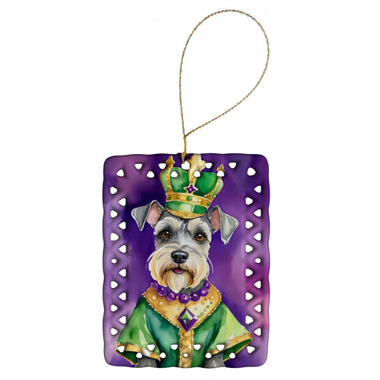 Schnauzer King of Mardi Gras Porcelain Ornament