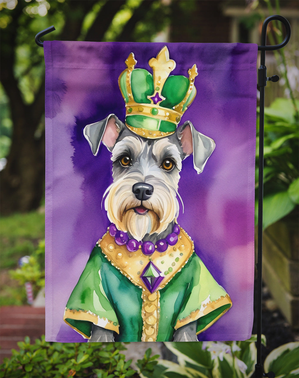 Schnauzer King of Mardi Gras Garden Flag - Vibrant Dog-Themed Yard Decor by Caroline's Treasures