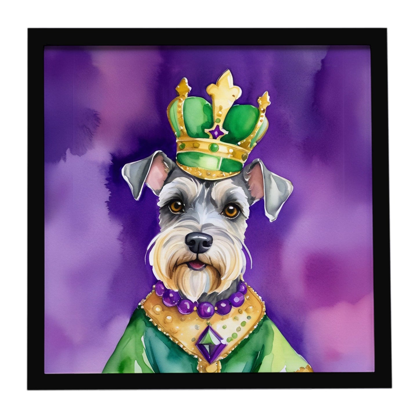 Schnauzer King of Mardi Gras Framed Metal Print