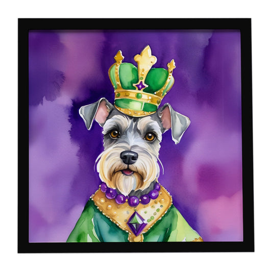 Schnauzer King of Mardi Gras Framed Metal Print