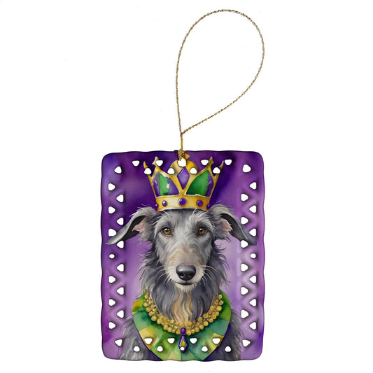 Scottish Deerhound King of Mardi Gras Porcelain Ornament