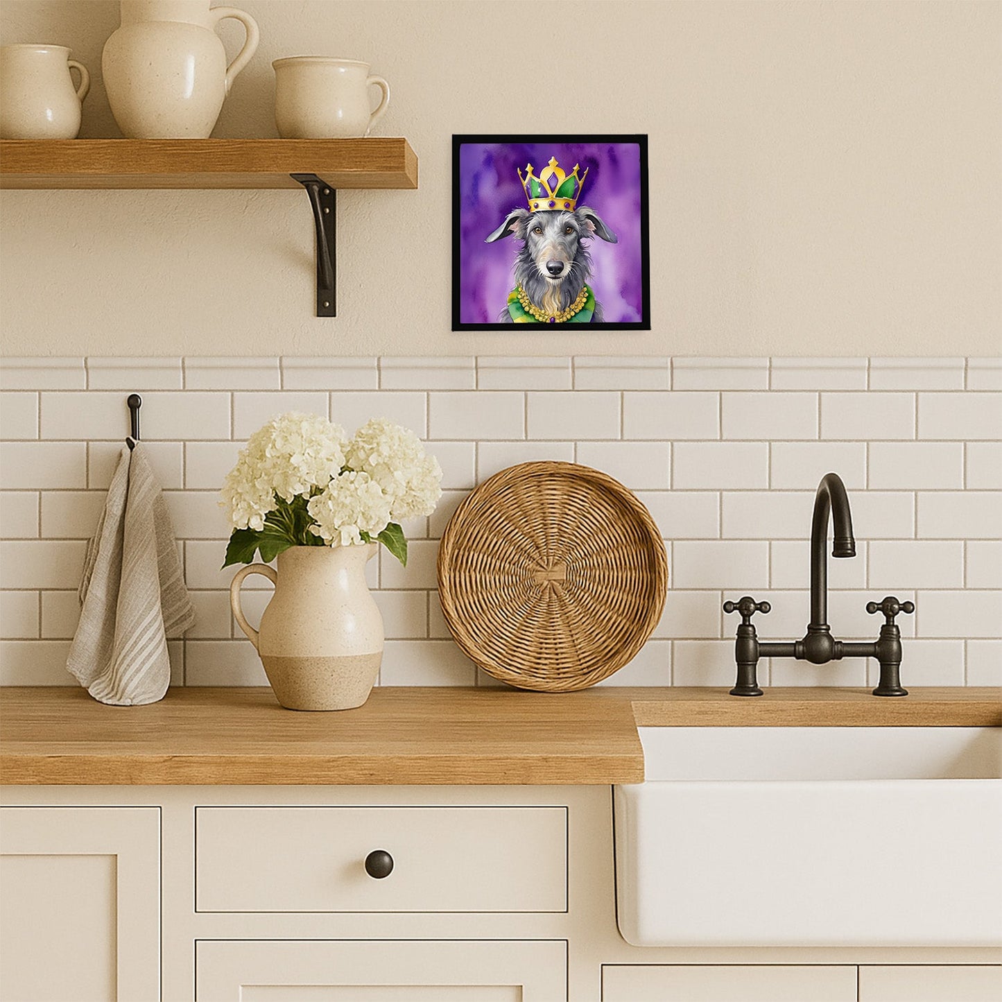 Scottish Deerhound King of Mardi Gras Framed Metal Print