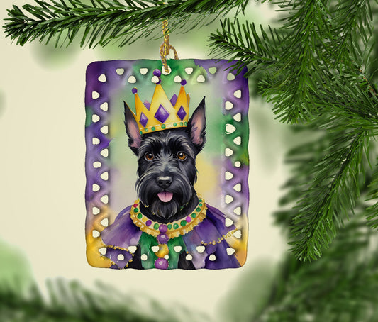 Scottish Terrier King of Mardi Gras Porcelain Ornament