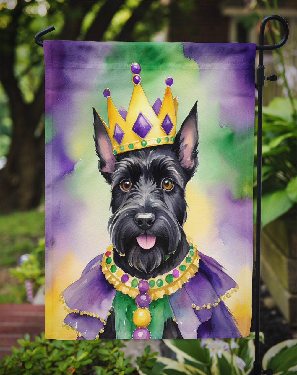 Scottish Terrier King of Mardi Gras Garden Flag - Vibrant Dog-Themed Yard Decor by Caroline's Treasures
