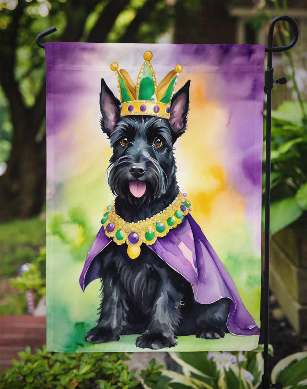 Scottish Terrier King of Mardi Gras Garden Flag - Vibrant Dog-Themed Yard Decor by Caroline's Treasures