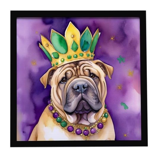 Shar Pei King of Mardi Gras Framed Metal Print
