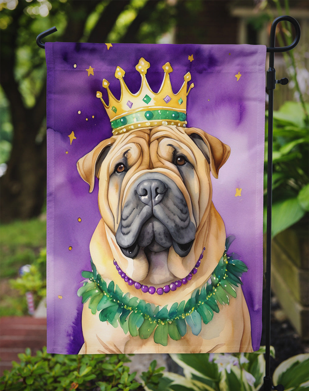 Shar Pei King of Mardi Gras Garden Flag - Vibrant Dog-Themed Yard Decor by Caroline's Treasures