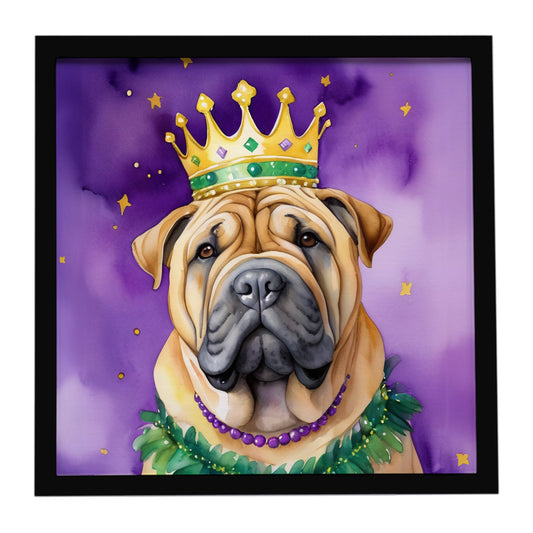 Shar Pei King of Mardi Gras Framed Metal Print