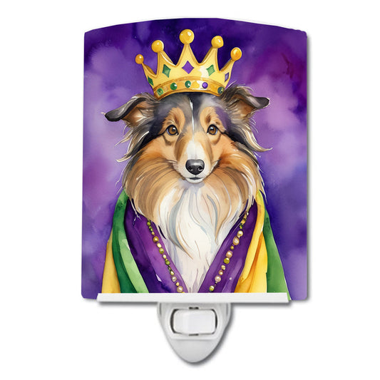 Sheltie King of Mardi Gras Ceramic Night Light