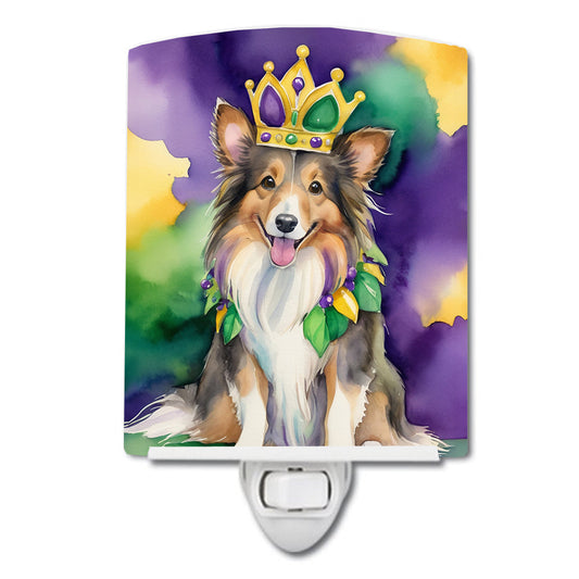Sheltie King of Mardi Gras Ceramic Night Light
