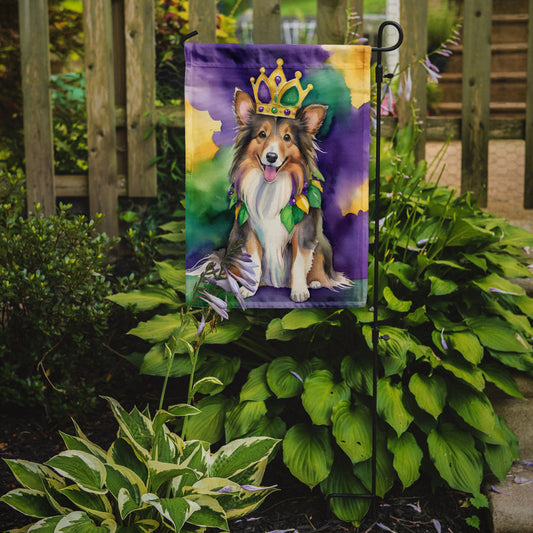 Sheltie King of Mardi Gras Garden Flag - Vibrant Dog-Themed Yard Decor by Caroline's Treasures