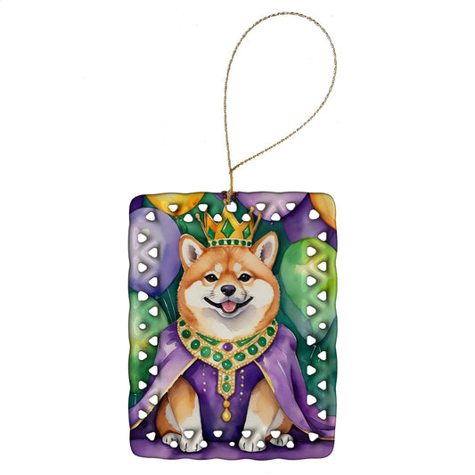 Shiba Inu King of Mardi Gras Porcelain Ornament