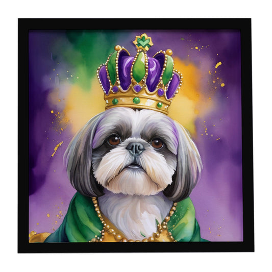 Shih Tzu King of Mardi Gras Framed Metal Print