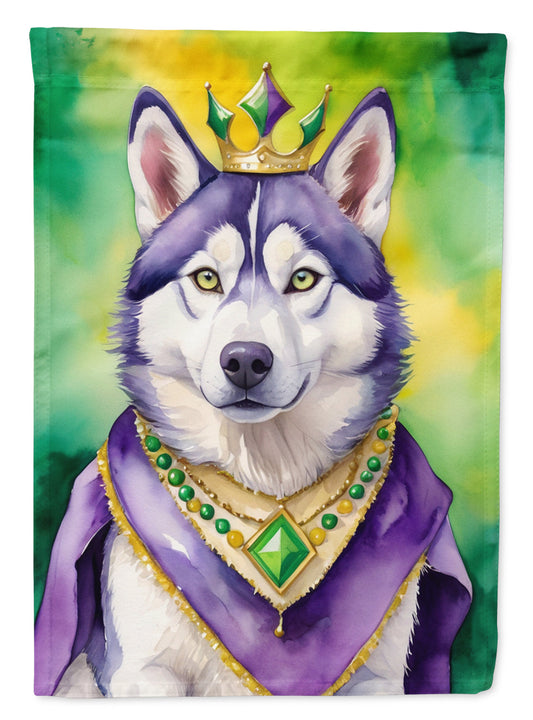 Siberian Husky King of Mardi Gras House Flag