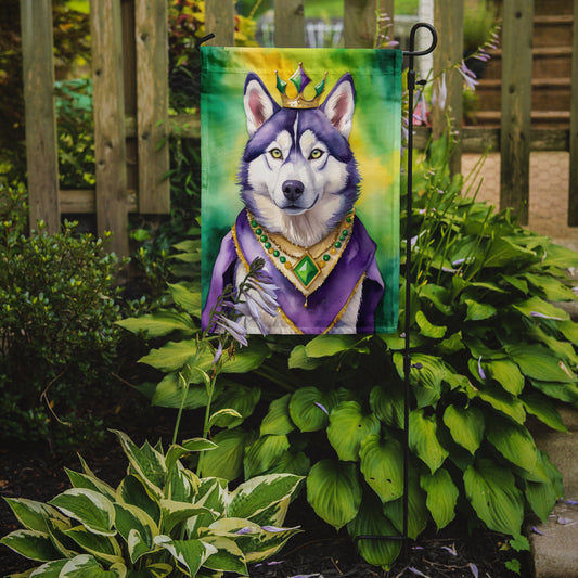 Siberian Husky King of Mardi Gras Garden Flag - Vibrant Dog-Themed Yard Decor by Caroline's Treasures