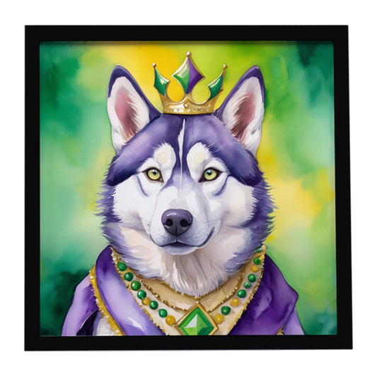 Siberian Husky King of Mardi Gras Framed Metal Print