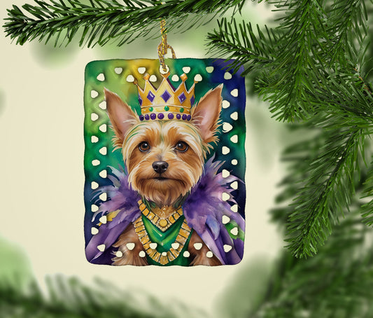 Silky Terrier King of Mardi Gras Porcelain Ornament